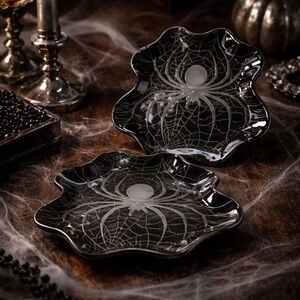 Lot of 2 Spider With Web Melamine Identical Plates